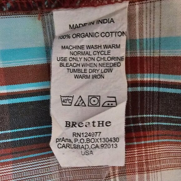 Prana Men's Plaid Pearl Snap Button Front Short Sleeve Hike Camp Shirt Size XL - Picture 8 of 11